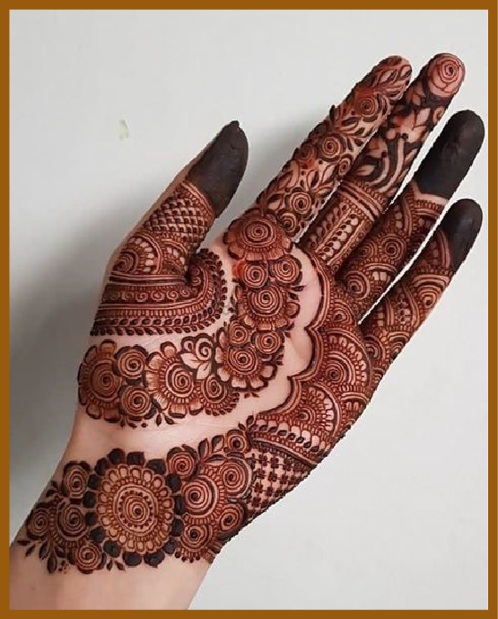 Full Hand Royal Front Hand Mehndi Design With Ornamental Swirls